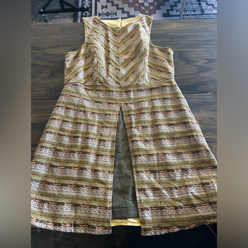 Retro 60s/70s Green Brown Yellow Dress